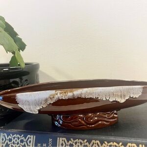 MCM Brown Drip Glaze Pottery Planter